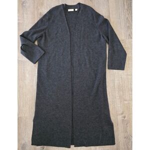 Women's Gray 100% Merino Wool Long Open Front Cardigan Size 2XL Sweater Duster